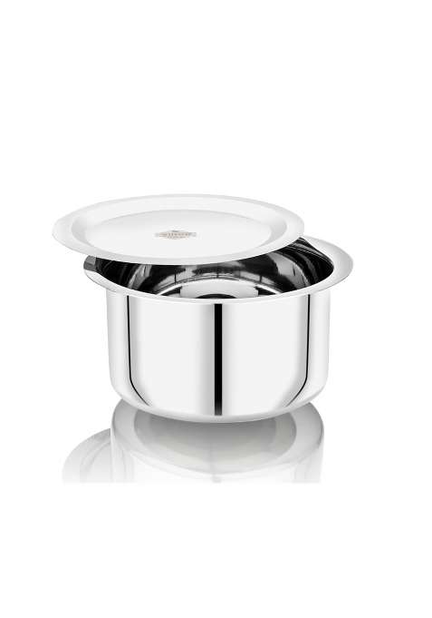 Vinod Stainless Steel Round Bottom Cooking Tope Cooking Pot with Lid | 4000 ml | 135.3 fl oz | 23 cm | 9.1 Inch | Food Safe | Rust Resistant