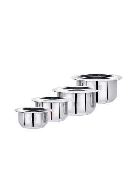RJ kitchenware Store Stainless Steel Friendly Tope Cooking Pot patila cookware with Lids | 370 ml | 12.5 fl oz | 4-Piece Set | With Lid