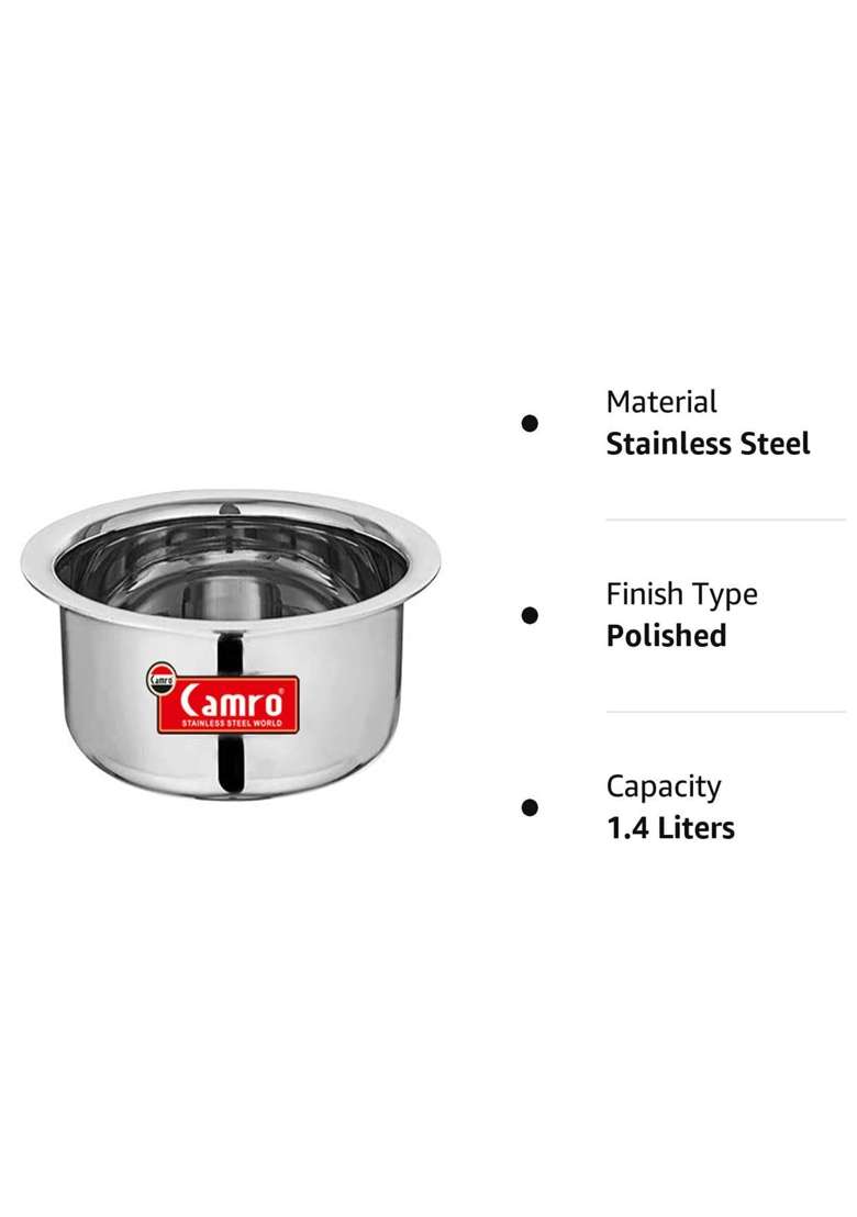 Camro Triply Artisan Tope Cooking Pot Patila Bhagona LId Included | 4 L | 4.2 Qt | Induction Compatible - Indya