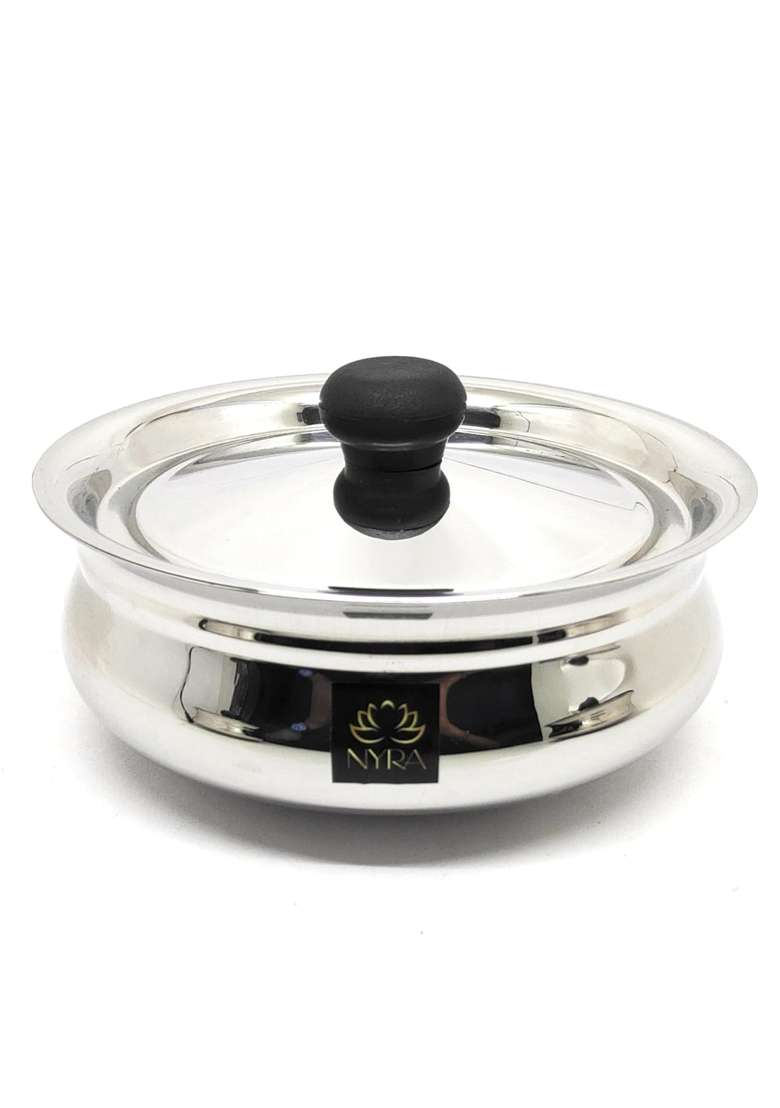NYRA Stainless Steel Biryani Handi with Lid and PVC Knob | 1.5 L | 1.6 Qt - Indya
