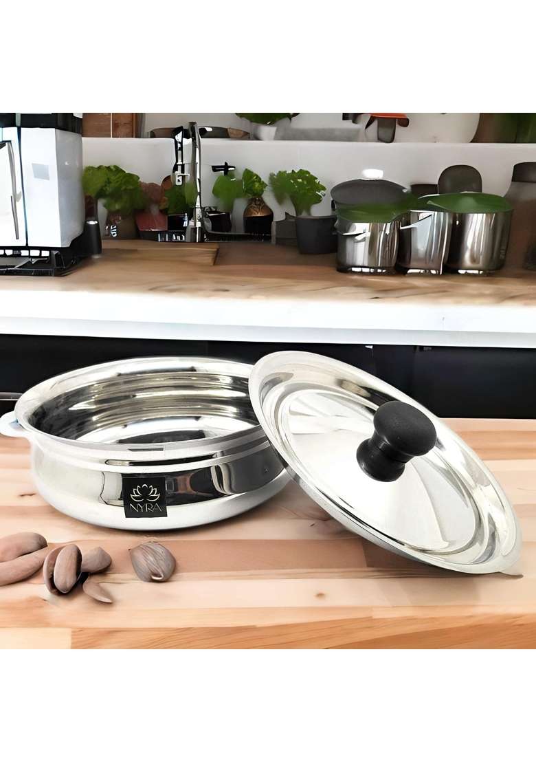 NYRA Stainless Steel Biryani Handi with Lid and PVC Knob | 1.5 L | 1.6 Qt - Indya