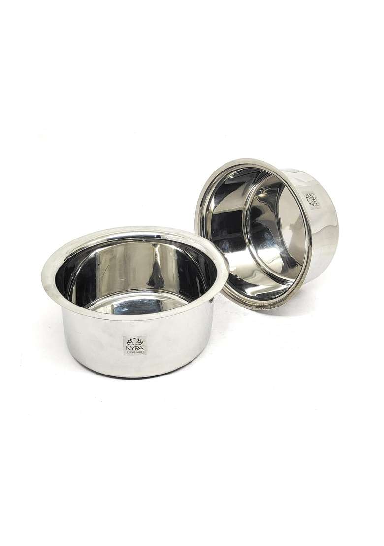 NYRA Stainless Steel Tope Pcs | 1.6 L | 1.7 Qt | 2-Piece Set | Induction Compatible - Indya