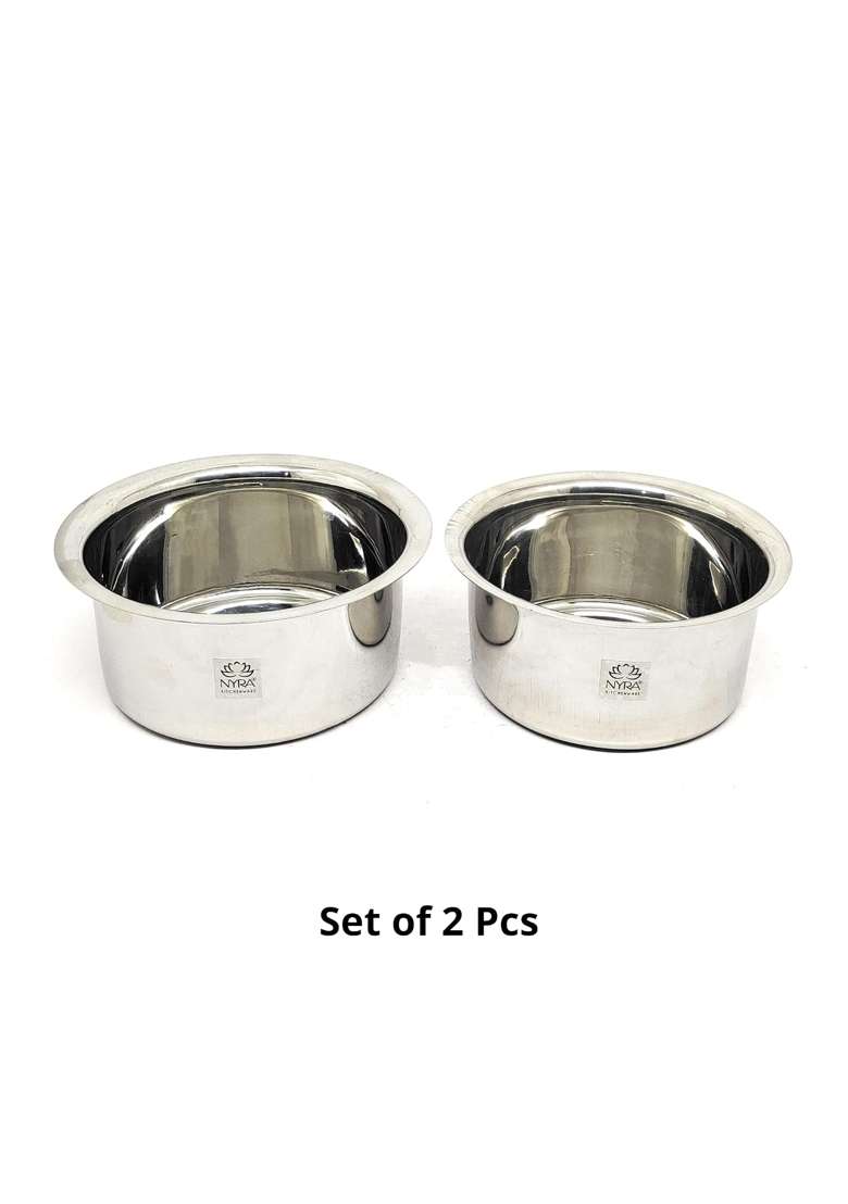 NYRA Stainless Steel Tope Pcs | 1.6 L | 1.7 Qt | 2-Piece Set | Induction Compatible - Indya