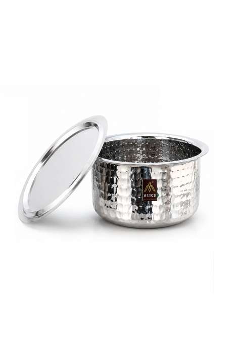 MUKE Stainless Steel with Hammerd Patila Cooking Pot | 3 L | 3.2 Qt | With Lid