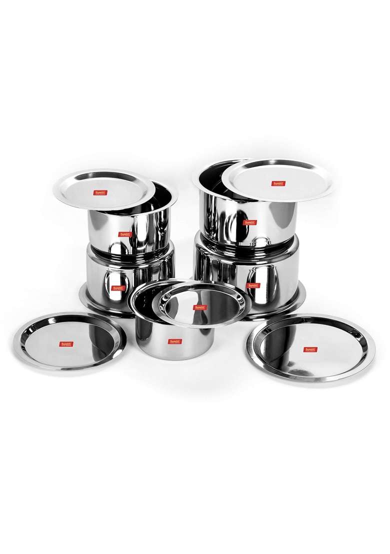 Sumeet Stainless Steel Tope Cooking Pot Set with Lid Pcs | 1 L | 1.1 Qt | 10-Piece Set - Indya