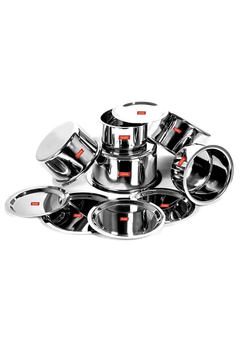 Sumeet Stainless Steel Tope Cooking Pot Set with Lid Pcs | 1 L | 1.1 Qt | 10-Piece Set - Indya