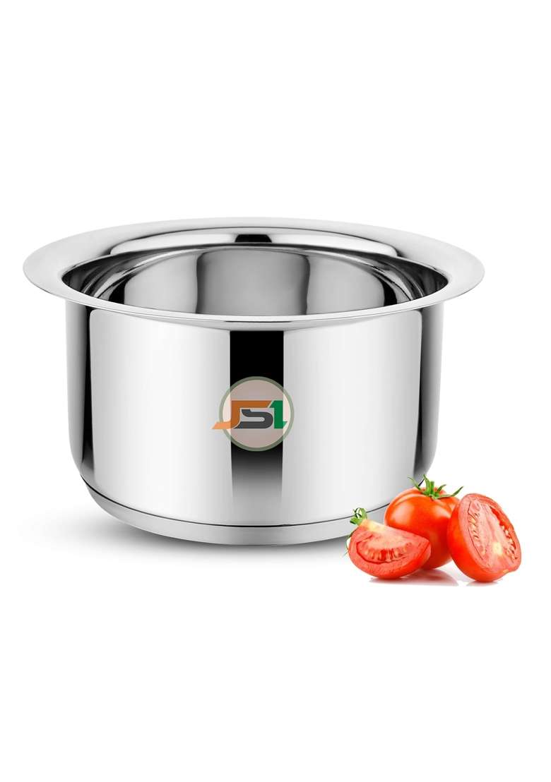 JSI Stainless Steel Milk Tope Cooking Pot Patila Bhagona | 1200 ml | 40.6 fl oz | 17 cm | 6.7 Inch | Induction Compatible | Tri-Ply - Indya