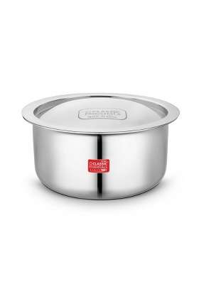 CLASSIC ESSENTIALS Triply Stainless Steel Tope Cooking Pot Patila with Stainless Steel Lid | 5 L | 5.3 Qt | 24.5 cm | 9.6 Inch