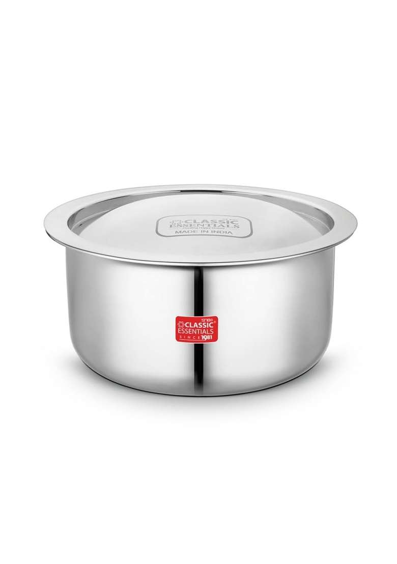 CLASSIC ESSENTIALS Triply Stainless Steel Tope Cooking Pot Patila with Stainless Steel Lid | 5 L | 5.3 Qt | 24.5 cm | 9.6 Inch - Indya