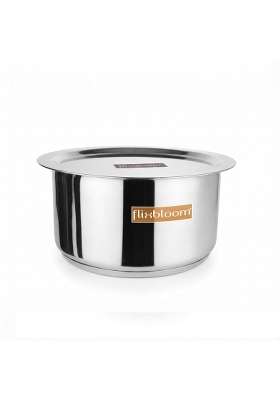 FLIXBLOOM Centric Kitchen Cookware Stainless Steel Triply-Sandwich Bottom Thick Gauge | 500 ml | 16.9 fl oz | Induction Compatible | With Lid