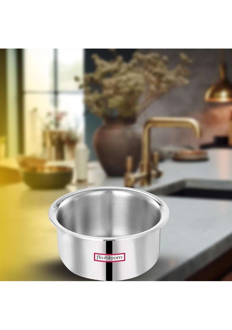 FLIXBLOOM Imperious Kitchen Cookware Triply Thick Guage | 1.5 L | 1.6 Qt | Induction Compatible - Indya