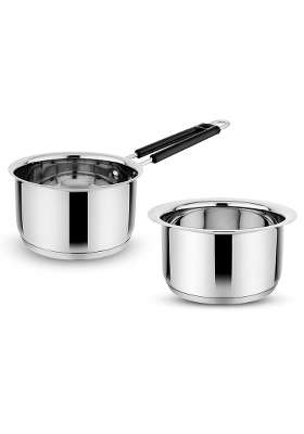 KITCHEN CLUE Stainless Steel Cookware Set | 20 cm | 7.9 Inch | Induction Compatible | Heavy Bottom | Tri-Ply