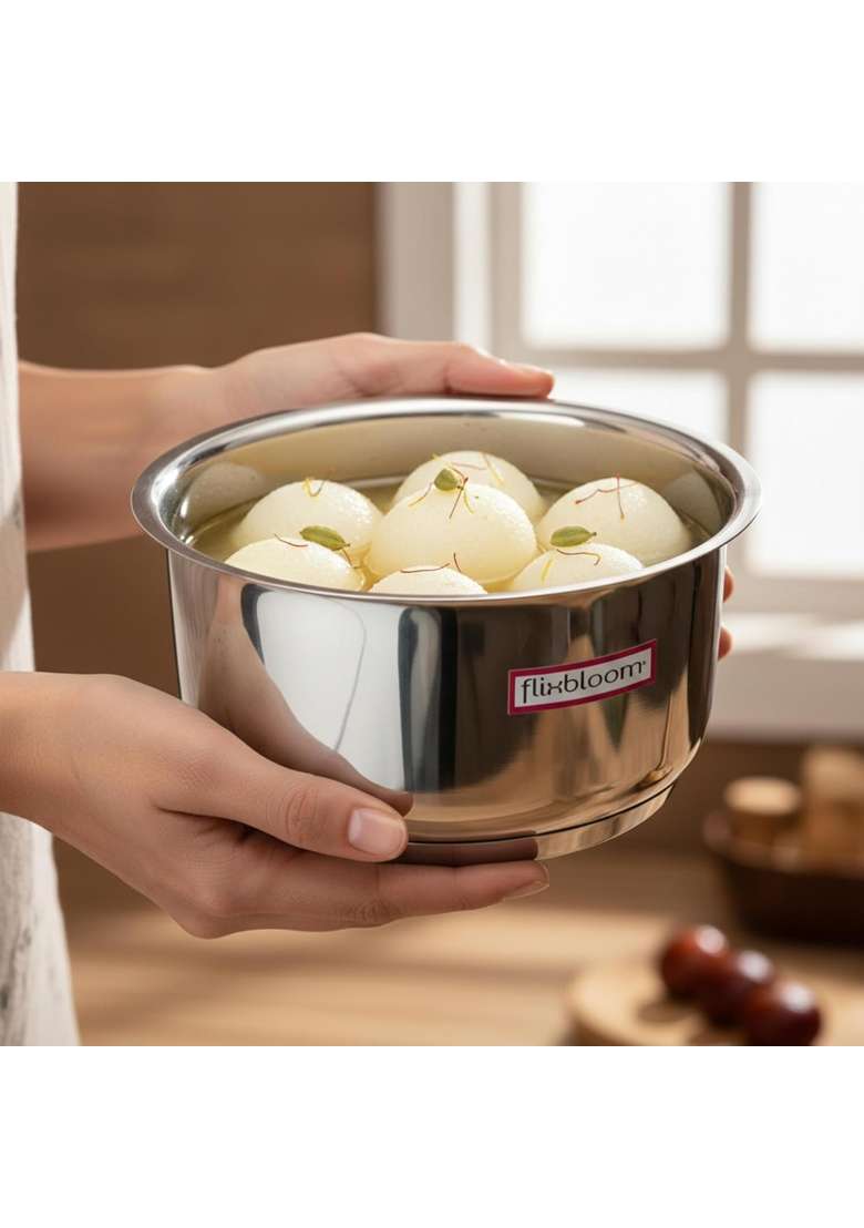 FLIXBLOOM Pro Stainless Steel Thick Triply Encapsulated Bottom LPG Friendly Induction | 4 L | 4.2 Qt - Indya