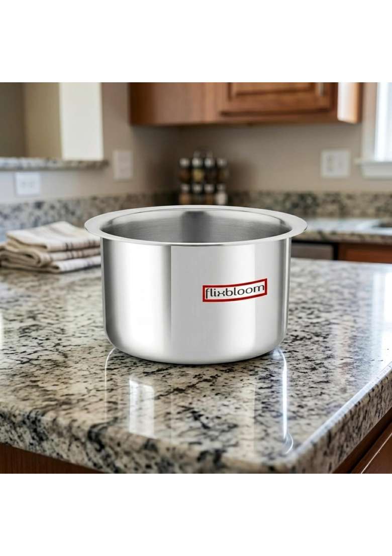 FLIXBLOOM Glorious Stainless Steel Triply Ultra Thick Guage Deep Cookware Utensil | 4 L | 4.2 Qt | Induction Compatible - Indya