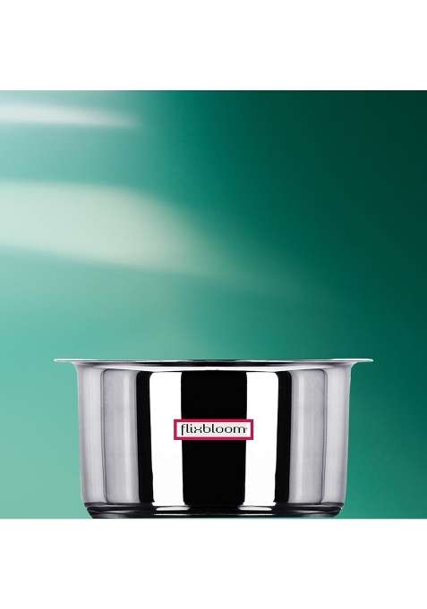 FLIXBLOOM Latest Stainless Steel Bhagona Induction Base Kitchen Cookware Utensil TriPLY | 1.5 L | 1.6 Qt