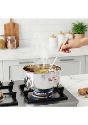 FLIXBLOOM Radiant Stainless Steel Triply Sandwich Bottom Induction Base LPG Gas Stovetop | 3 L | 3.2 Qt