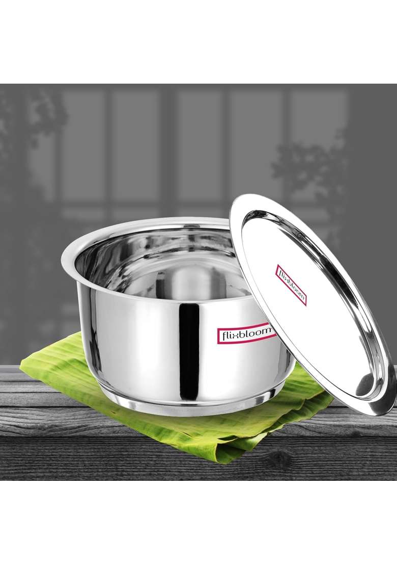 FLIXBLOOM Select Classic Kitchen Stainless Steel Induction Base | 4.5 L | 4.8 Qt | Tri-Ply | With Lid - Indya
