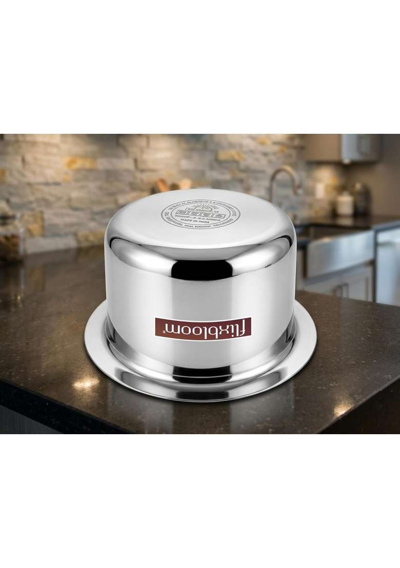 FLIXBLOOM Classy Kitchen Cookware Stainless Steel TriPly Thick Gauge Body Induction Base | 3.5 L | 3.7 Qt - Indya