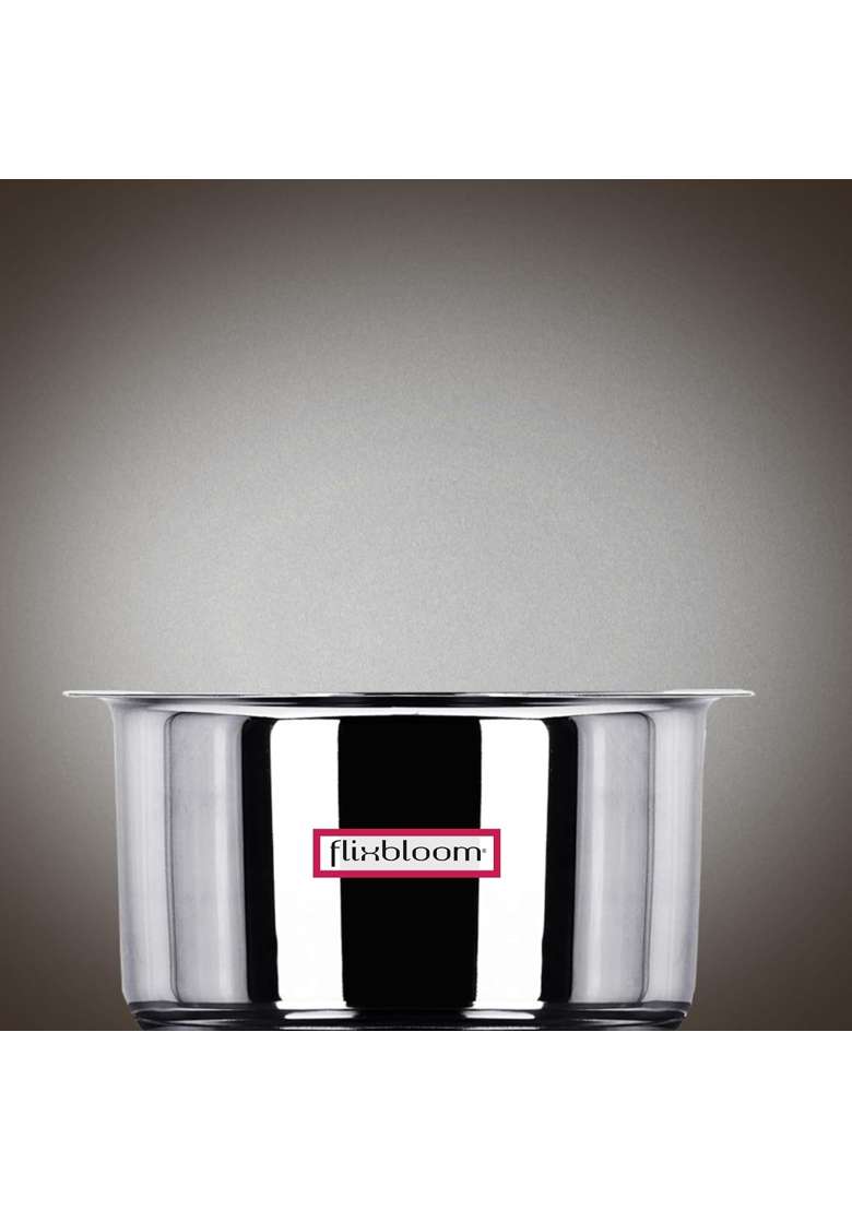 FLIXBLOOM Stainless Steel Induction Base Kitchen Cookware Utensil TriPLY Bottom | 1.5 L | 1.6 Qt | With Lid - Indya