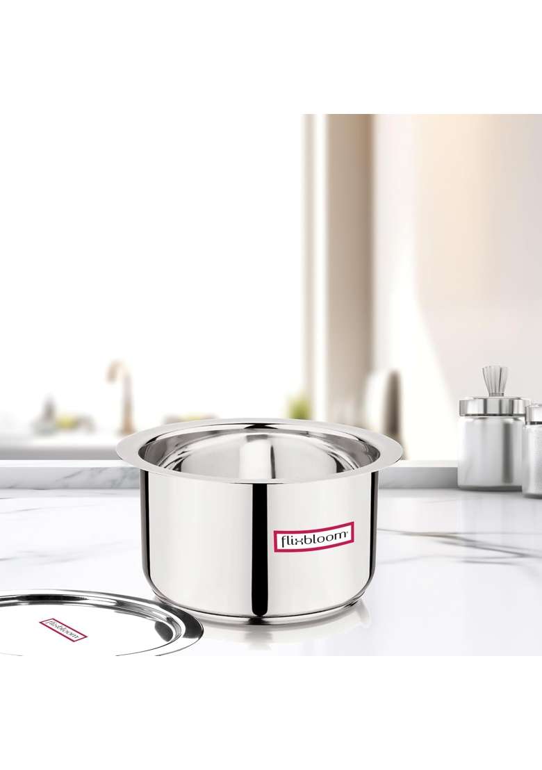 FLIXBLOOM Native Stainless Steel TriPly | 0.5 L | 0.5 Qt | Induction Compatible | With Lid - Indya