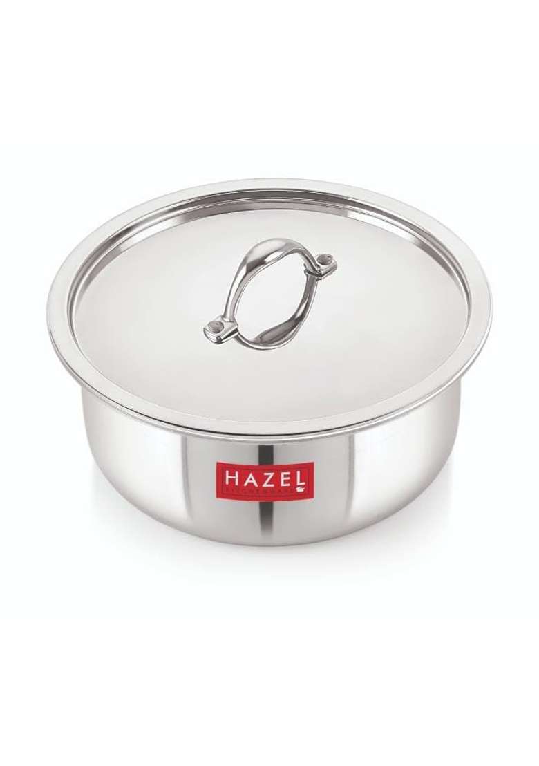 HAZEL Triply Stainless Steel Cookware with Lid | 3 L | 3.2 Qt | Induction Compatible - Indya
