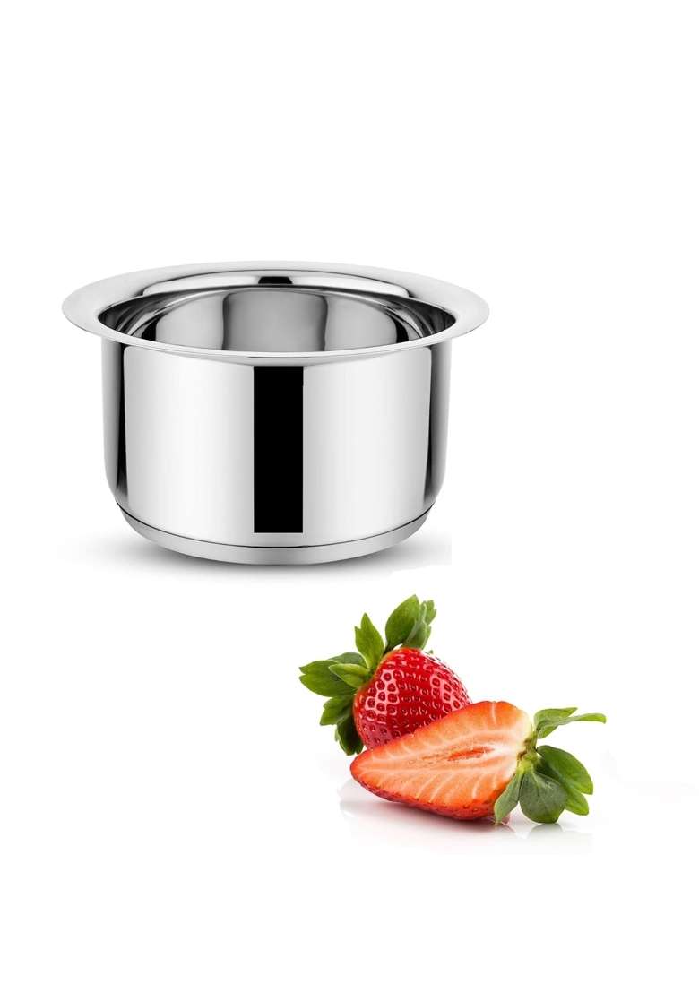 Bartan Star Life Long Stainless Steel Triply-Bottom Induction Friendly Mini Tope Cooking Pot | 1000 ml | 33.8 fl oz - Indya