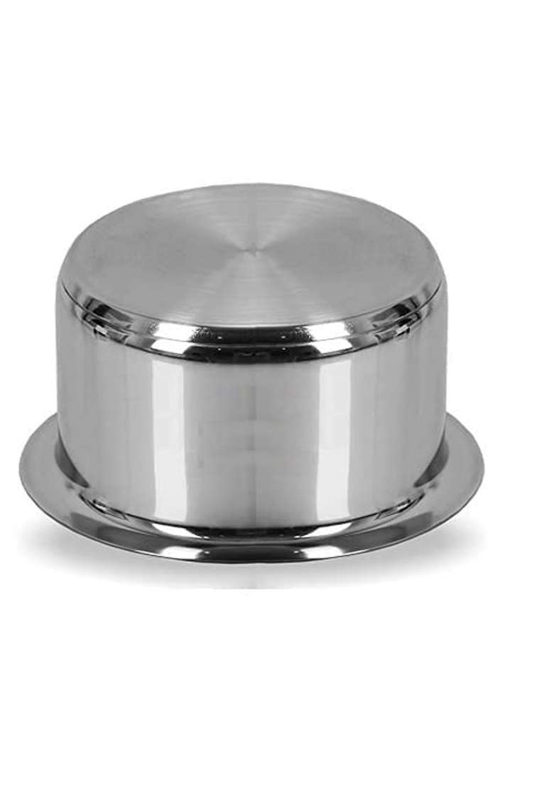 Bartan Star Life Long Stainless Steel Triply-Bottom Induction Friendly Mini Tope Cooking Pot | 1000 ml | 33.8 fl oz - Indya