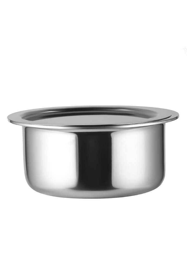 CELLO Tri-Ply Stainless Steel Cookware Tope Cooking Pot with Lid | 1 L | 1.1 Qt | 14 cm | 5.5 Inch | Induction Compatible | Dishwasher Safe - Indya