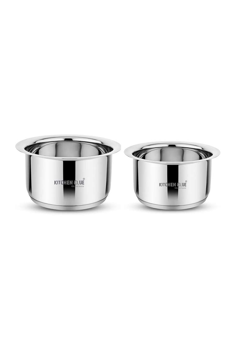 KITCHEN CLUE Stainless Steel Tope 1600 2000 ML Combo Set | 2000 ml | 67.6 fl oz | Induction Compatible - Indya