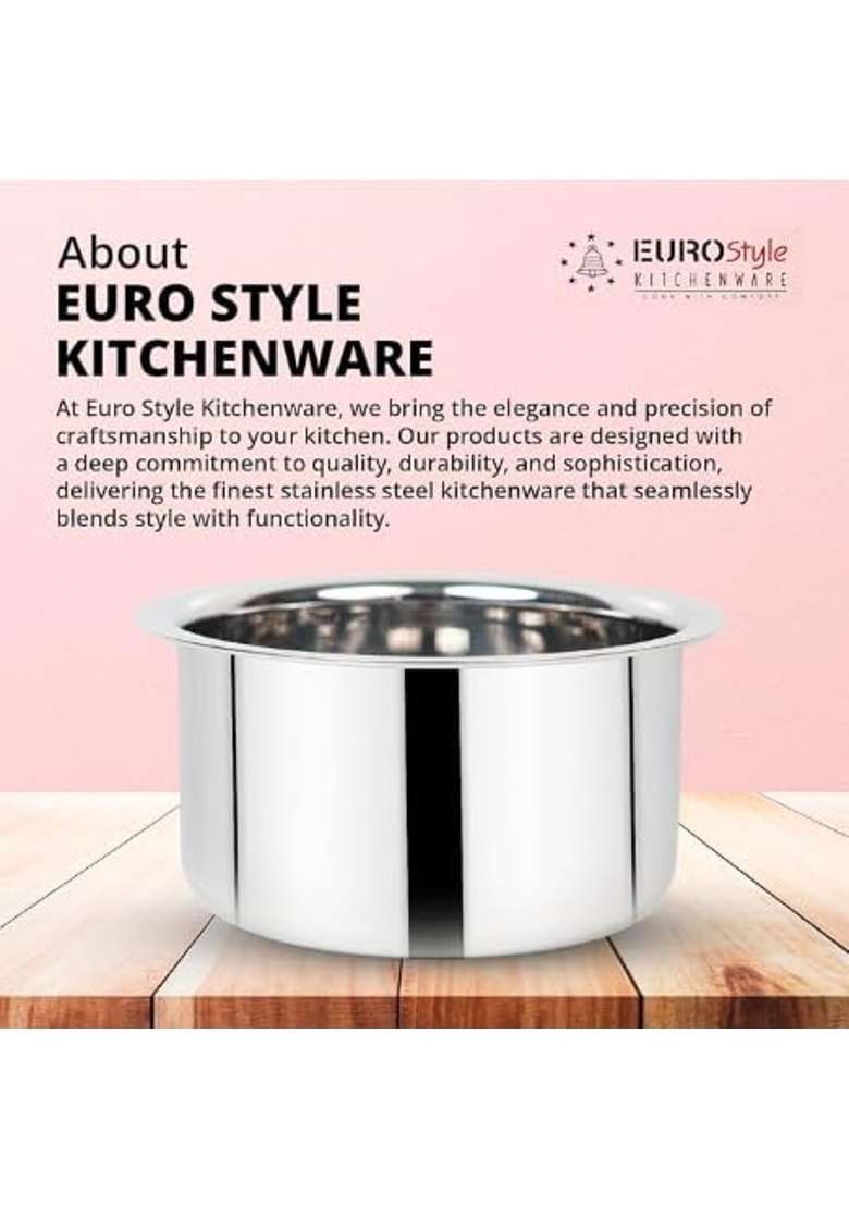 EURO style EUROStyle Stainless Steel Triply Tope Cooking Pot for Healthy Cooking ISI Mark Certified | 5 L | 5.3 Qt | 24 cm | 9.4 Inch - Indya