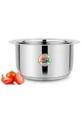 JSI Stainless Steel 304 Grade Milk Tope Cooking Pot Patila Topiya Without Lid | 1.2 L | 1.3 Qt | 17 cm | 6.7 Inch | Induction Compatible | Tri-Ply