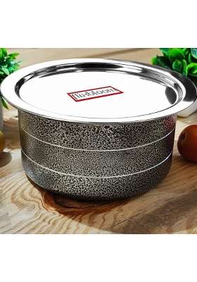 FLIXBLOOM Featured Black Kitchen Cookware Set Induction Base LPG Compatible Tope Cooking Pot Handi | 1 L | 1.1 Qt | With Lid