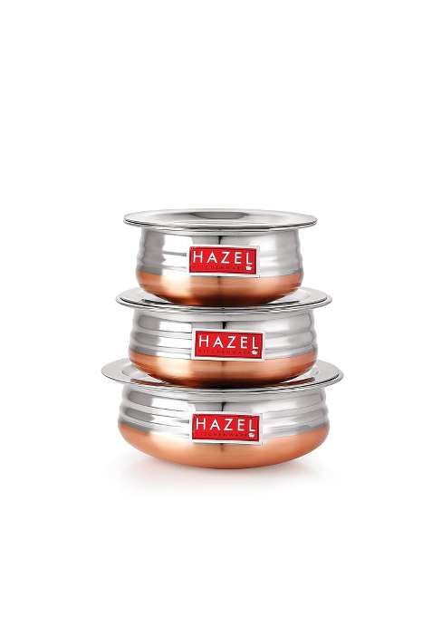 HAZEL Stainless Steel Kitchen Set with Lid | 1.6 L | 1.7 Qt | 3-Piece Set