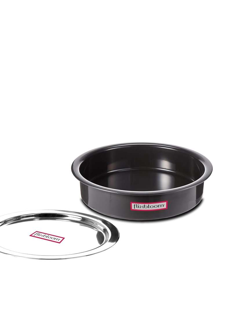 FLIXBLOOM Select Black Hard Anodised Induction Base Cookware Langdi Patila Cooking Pot for Cooking | 1 L | 1.1 Qt | With Lid - Indya