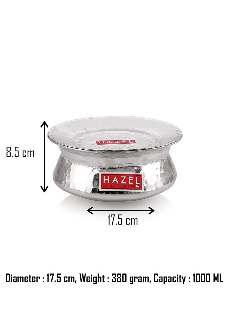 HAZEL Biryani Pot Aluminium Biryani Handi Set | 1 L | 1.1 Qt | Hammered Finish - Indya