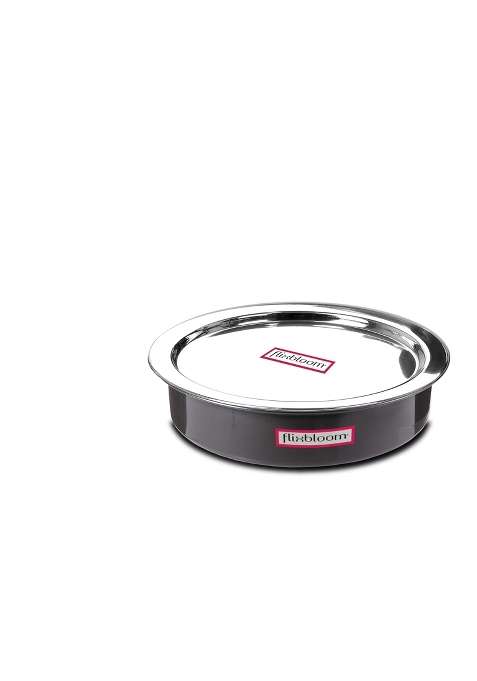 FLIXBLOOM Ebon Black Big Size Hard Anodised Induction Base Cookware Langdi Patila Cooking Pot | 5 L | 5.3 Qt | With Lid