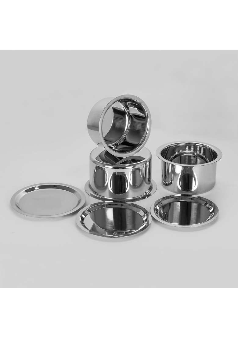 Sumeet Stainless Steel Induction and Gas Stove Friendly | 1.8 L | 1.9 Qt | 3-Piece Set | With Lid - Indya