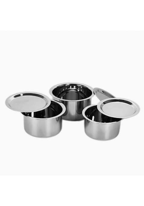 Sumeet Stainless Steel Induction and Gas Stove Friendly | 1.8 L | 1.9 Qt | 3-Piece Set | With Lid