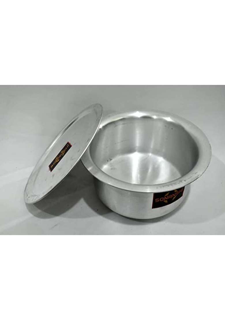 Sonanshi Aluminium Patila Cooking Pot Bhagona Tapeli with LID | 1 L | 1.1 Qt - Indya