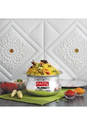 HAZEL Aluminium Handi with Lid Machine Hammered Finish Biryani Rice Cooking Pot GOL | 1.2 L | 1.3 Qt | 15.5 cm | 6.1 Inch