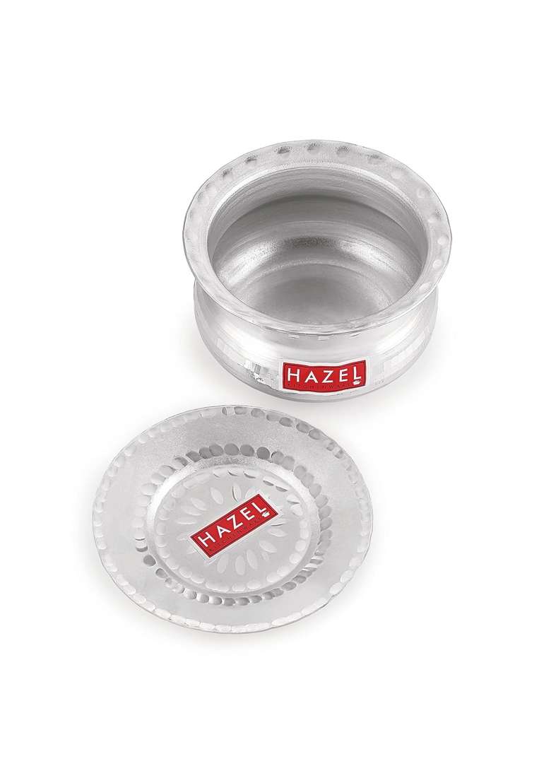 HAZEL Aluminium Handi with Lid Machine Hammered Finish Biryani Rice Cooking Pot GOL | 1.2 L | 1.3 Qt | 15.5 cm | 6.1 Inch - Indya