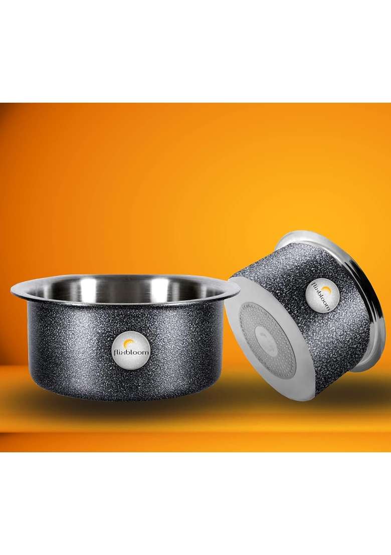 FLIXBLOOM Perfect Plus Kitchen Cookware Set Induction Base Bottom Black Aluminium | 5 L | 5.3 Qt - Indya