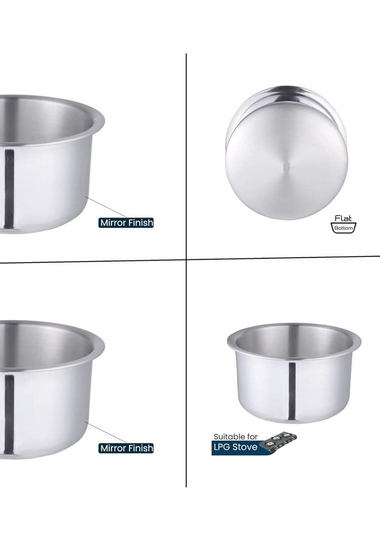 Bartan Star Aluminium Silver Tope Cooking Pot | 1 L | 1.1 Qt - Indya