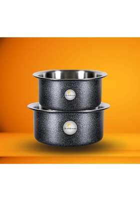 FLIXBLOOM Perfect Plus Kitchen Cookware Set Induction Base Bottom Black Aluminium | 3 L | 3.2 Qt