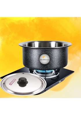 FLIXBLOOM Perfect Black Hard Anodised Aluminium Induction Base Tope Cooking Pot | 5 L | 5.3 Qt | With Lid