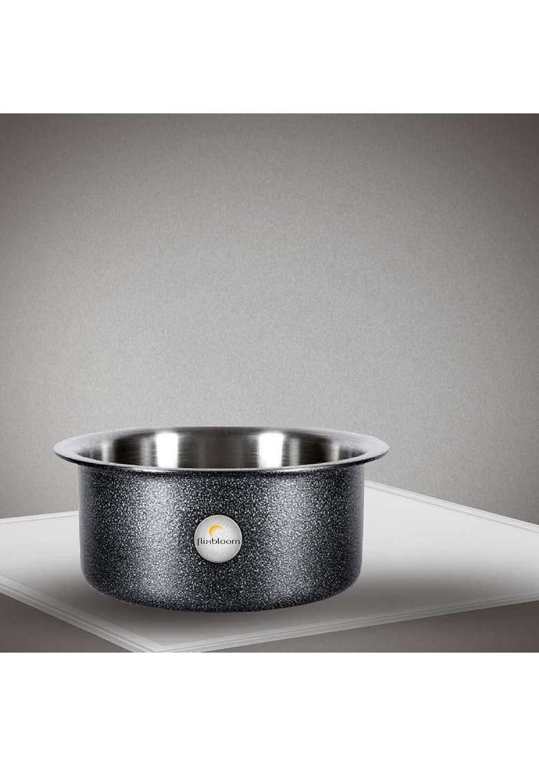 FLIXBLOOM Perfect Black Hard Anodised Aluminium Induction Base Tope Cooking Pot | 5 L | 5.3 Qt | With Lid - Indya