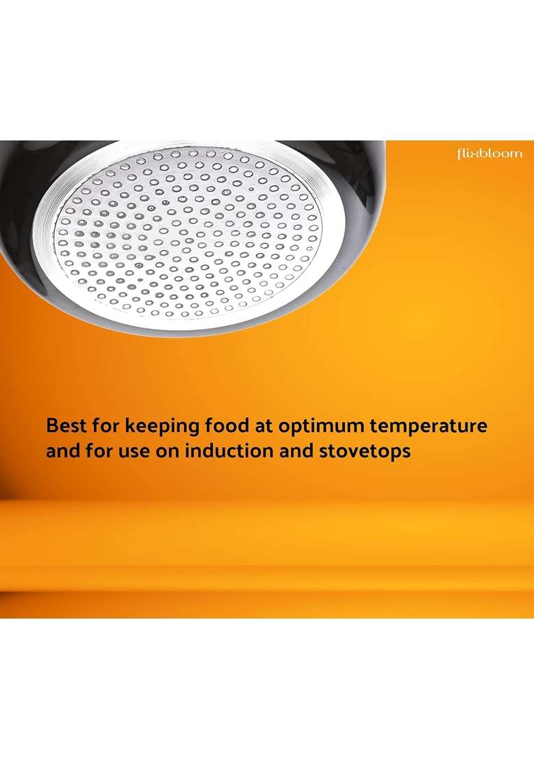 FLIXBLOOM Perfect Cookware Set Induction Bottom Tope Cooking Pot Aluminium Thick Flat Bottom | 4 L | 4.2 Qt - Indya
