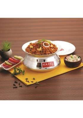 HAZEL Aluminium Handi with Lid Machine Hammered Finish Biryani Rice Cooking Pot Dhari | 1.2 L | 1.3 Qt | 17 cm | 6.7 Inch