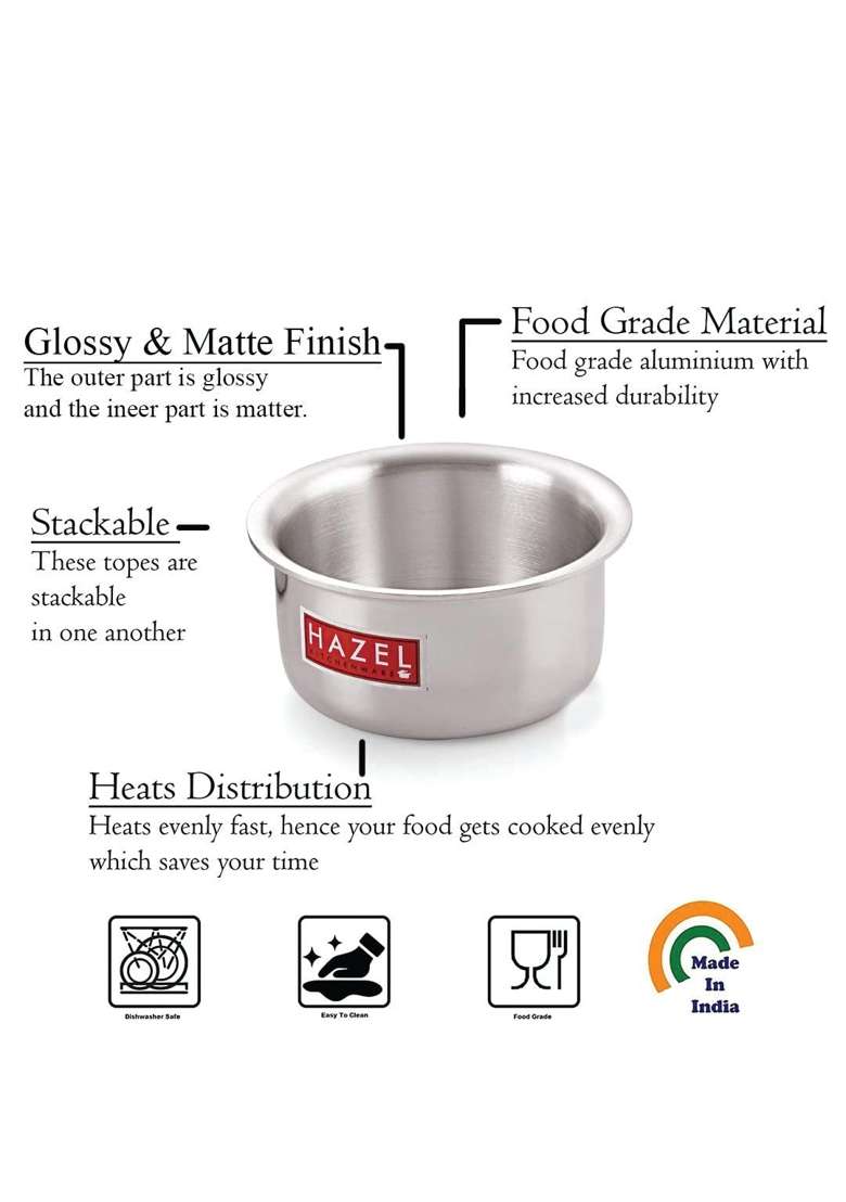 HAZEL Aluminium Tope Cooking Pot with Lid | 1 L | 1.1 Qt | Food Safe - Indya