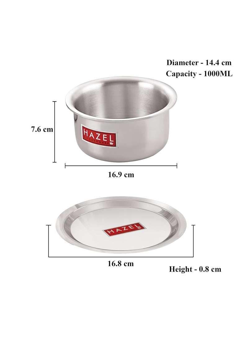 HAZEL Aluminium Tope Cooking Pot with Lid | 1 L | 1.1 Qt | Food Safe - Indya